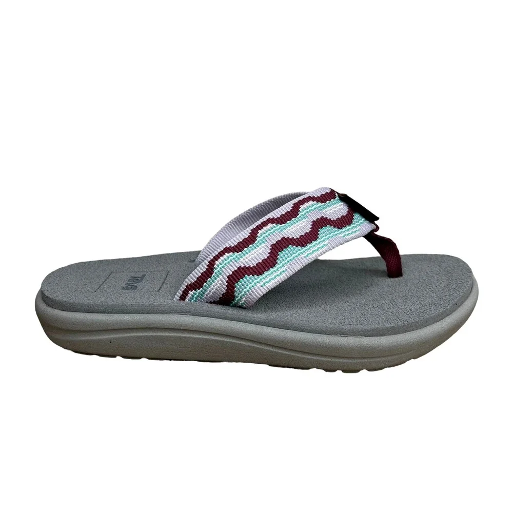 Teva Little Girls Voya Thong Flip Flop Sandals Sz 12 Aqua-Burgundy-Gray-Lavender